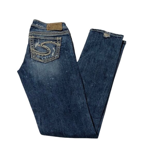 Silver Tuesday Straight Distressed Women's Jeans W28/L32.Good Preowned Condition - Picture 1 of 10
